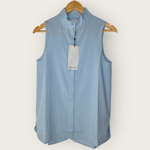 Ministry Of Supply Juno Tank Top | Small | Chambray Blue Mock Neck Normcore - Picture 1 of 11